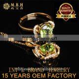 Hot Sale Jewellery Set 18K Gold Plated 925 Sterling Silver Precious Natural Olivine Gemstone Pendant Ring Necklace Jewelry Set thumbnail-1