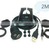 Car Dashboard Flush Mount USB Extension Cable Install Kit 1/8 Inch A/V Jack thumbnail-3