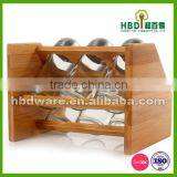 Hot Selling Bamboo Rack Set With Six Glass Spice Jars Wholesale thumbnail-5
