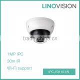 1MP Full HD Water and Vandal Proof 30m IR Mini Dome Wireless IP Camera