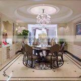 Neoclassic Solie Wood Dining Room Furniture Marble Top Lazy Susan Dining Table thumbnail-1