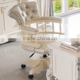 Concise design new classical office furniture solid wood white color swivel adjustable office chair