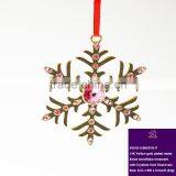 Xmas Ornament VICACCI 14K Yellow Gold Plated Metal Xmas Snowflake With Pink Crystals From Swarovski