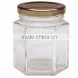 Hexagon Glass Jam Jar With Metal Lid/glassware thumbnail-1