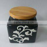 Ceramic Black Relief Sculpture Storage Jar With Silicone Seal thumbnail-2