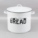 ENAMEL IRON CANISTER W/LID & EARS thumbnail-1