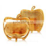 Aonong Apple Shaped Bamboo Folding Basket- Collapsible Fruit Stores Flat