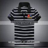 Custom Plain White and Black Stripe 100% Cotton Men Polo T-shirt thumbnail-4