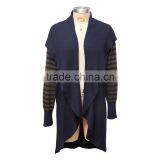 Women's Striped Maxi Cardigan With Extra-large Shawl Collar and Long Sleeves thumbnail-1