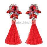 Bohemian Jewelry Rhinestone Gems With Long Colorful Tassel Charms Earrings for Women thumbnail-3