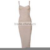 Longer 2015 New Fashion HL Knee Length Spaghetti Strap Bodycon Bandage Dress Club Night Dress Wholesale thumbnail-3