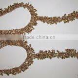 Antique Gold Tone Payal Anklets With Attached Toe Ring thumbnail-1