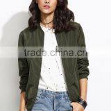 Zipper Up Olive Green Bomber Jacket With Arm Pocket 100% Polyester Custom Pilot Bomber Jacket Fashion Clothing Supplier thumbnail-2