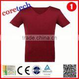 New Cheap 100% Polyester V-neck T-shirt Factory thumbnail-1