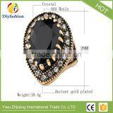 Big Water Drops Black Ring For Women Plating Gold Mosaic CZ Zircon Turkey Jewelry Vintage Wedding Fine RING thumbnail-2
