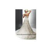Lace Strapless Scattered Handmade Flowers a Line Skirt With Lace up Wedding Gown thumbnail-1