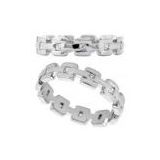 simple design chain 925 silver engagement and wedding ring sets with zircons inlaid