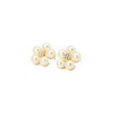 Pearl Earrings Flower Shape Stud Earrings Silver Plated Rhinestone Earrings Bridal E5722