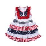 2016 Sleeveless Petti Girls Ruffle Dress 4th of July Patriotic Girls Dresses Kids Frock Designs Pictures