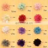 Mini Chiffon Flower Label Pins Fabric Flower On Silver Plated Laped Stick Pin With End Protenctorb