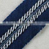 Italy Design Fashion Denim Fabric Trim Embroidery Tape With 3d Braided Rope thumbnail-4