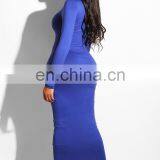 Women Lady Vestidos Ruched Long Sleeve Sheath BodyCon Midi Sexy Dress thumbnail-6