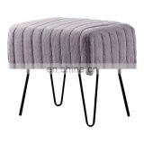 Modern Home Use Stool Tufted Velvet Ottoman Stool With Metal Legs Living Room Pink Ottoman thumbnail-4