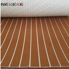 Hot Sell NEKEKE Light Brown and White Lines Mat Form China Synthetic Teak Deck Flooring thumbnail-2