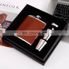Custom Engraved Logo Ladies Portable 8oz Metal Stainless Steel 6oz Leather Hip Flask thumbnail-4
