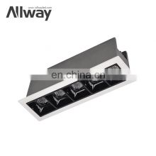 Low Price Clear Texture Aluminum Black Tri Color 3000K 6000K SMD 10W  LED Recessed Linear Downlight