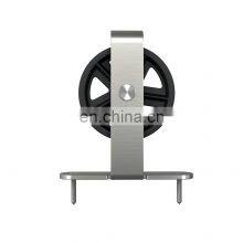 Room Interior Design Matt Black Top Big Wheel Roller Hanger Sliding Barn Door Hardware Kit thumbnail-3