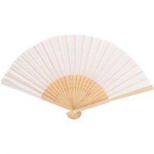 Wholesale Custom Printed Logo Bamboo Folding Hand Fan for Wedding Wooden Hand Held White Paper Folding Hand Fan thumbnail-2