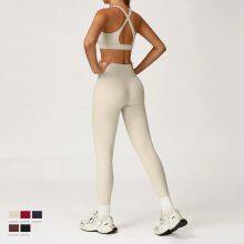 Casual Warm Fleece Lined Women Slim Fit Sports Set Breathable Yoga Top Quick-Drying Jacket High Waisted Leggings thumbnail-4