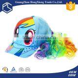 Hot selling cute style custom baseball cap with hair