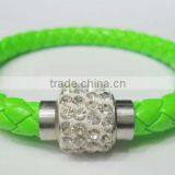 Neon Color Leather Magnet Bracelet With Fireball thumbnail-1