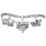 "Volleyball" Heart Shaped Charm,"Volleyball Rocks!" Charm & "Volleyball Chick!"Charm Bracelet thumbnail-1