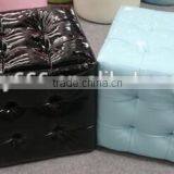 Glossy PU cube ottoman stool