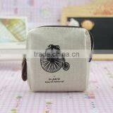 Small Canvas Portable Linen Money Coins Case Makeup Zipper Bag Pouch thumbnail-2