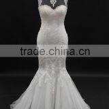 High Neckline French Lace Collar With Buttons Mermaid Wedding Dress thumbnail-1