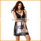 Aliepress Eplosion of European and American Foreign Trade V Collar Waist Dress Code in Large Ice Milk Silk Dress Wholesale thumbnail-5