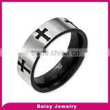 Wholesale 316l stainless steel cross ring black design rings for women