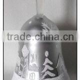 Decorative Sliver Hanging Glass Bell with Snow Scenery