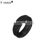 Fashion 8mm Men Rings Inlay cz High Polish Wedding Rings Band Carbon Fiber Titanium Ring Band thumbnail-4