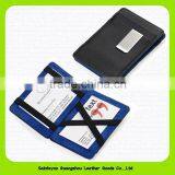 15028 Custom logo charms navy leather magic wallet money clip