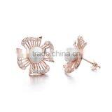Pearl Jewelry Rose Gold Plated Wholesale Sterling Silver CZ Stud Earrings thumbnail-1