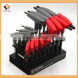 18pcs Offset SAE&Metric T-handle Ball Head End Hex Key Wrench Set Black CR-V t Bar Handle