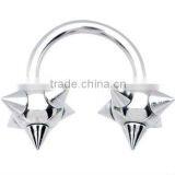 14 Gauge Stainless Steel Spike Horseshoe Circular Barbell Rings thumbnail-1
