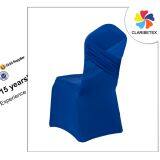 White Spandex Cross Back Ruffled Chair Cover For Wedding Reception Bridal Show thumbnail-2