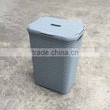 Rattan Style Plastic Waste Basket Laundry Hamper thumbnail-1