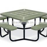Garden Patio Furniture, Expanded Metal Table With Benches thumbnail-4